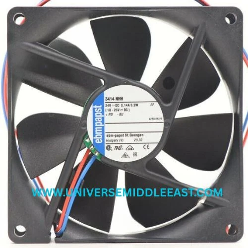 EBM-PAPST 3414NHH Axial Fan, 24 VDC, 92 × 92 × 25 mm — EBM-PAPST