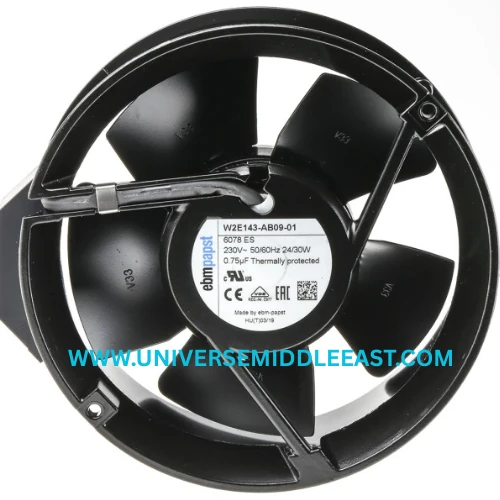 EBM-PAPST W2E143-AB09-01 Axial Fan, 230 VAC, 3300 RPM — EBM-PAPST