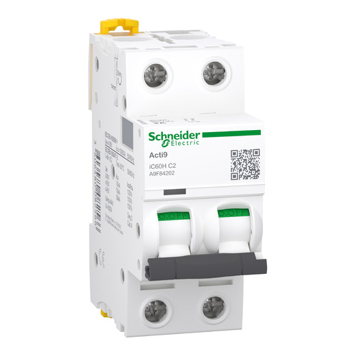 A9F84202 – Schneider Electric Miniature circuit breaker (MCB), Acti9 iC60H, 2P, 2A, C curve, 10000A (IEC/EN 60898-1), 70kA… — SCHNEIDER