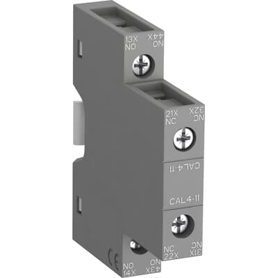 ABB CAL4-11-T – CAL4-11-T is a 2-pole side mounted auxiliary contact block equipped with screw terminals and can be fitted… — ABB