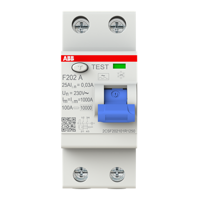 ABB F202 A-25/0.03 2CSF202101R1250 – 2P Earth Leakage Circuit Break — ABB