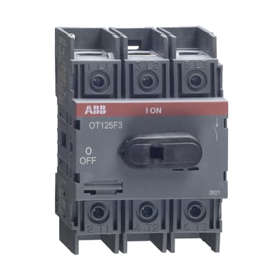 ABB OT125F3 1SCA105033R1001 – 3-pole, front operated, base mounted, DIN-rail mountable switch-diconnector / non-fusible… — ABB