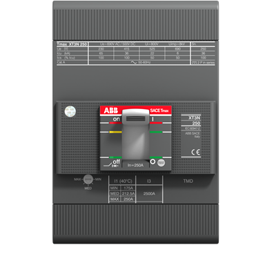ABB XT3N 250 TMD 250-2500 3p F F 1SDA068059R1 – C.BREAKER TMAX XT3N 250 FIXED THREE-POLE WITH FRONT TERMINALS AND… — ABB