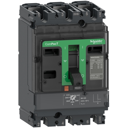 C16N3MA150 – Schneider Electric Circuit breaker ComPacT NSX160N, 50kA at 415VAC, MA trip unit 150A, 3 poles 3d — SCHNEIDER