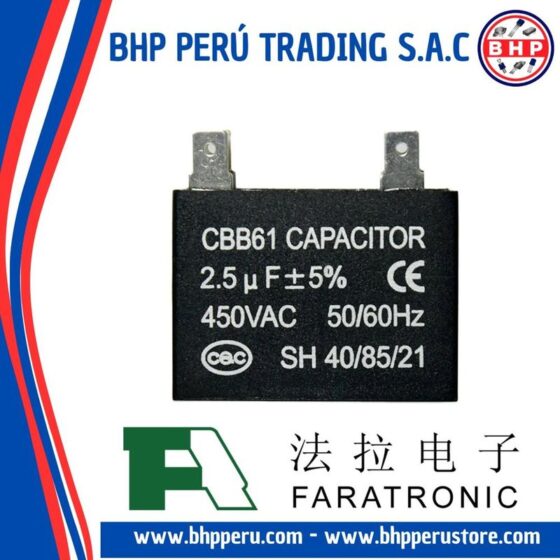 CBB61 Capacitor 2.5UF 450VAC