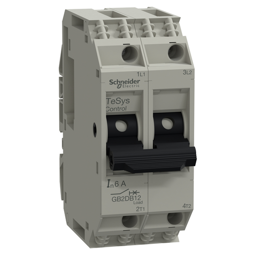 GB2DB12 – Schneider Electric Circuit breaker, TeSys GB2, 2P, 6A, Icu 1.5kA at 415V, Thermal magnetic, DIN rail mounted — SCHNEIDER