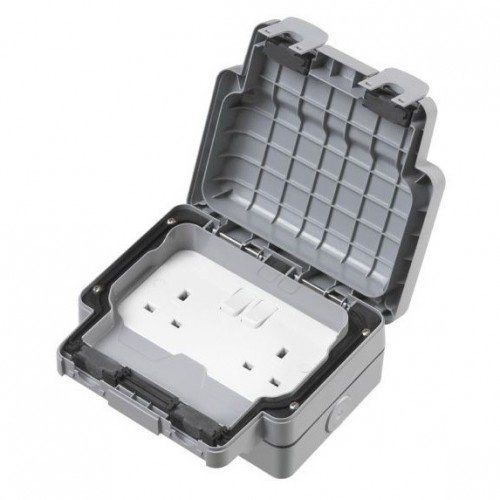 K56482GRY MK Dual Pole Weatherproof Switch Socket