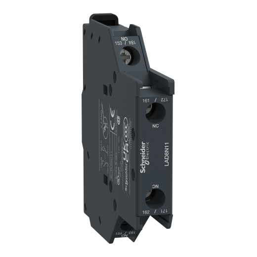 LAD8N11 – Schneider Electric Auxiliary contact block, TeSys D, 1NO + 1NC, side mounting, screw clamp terminals — SCHNEIDER