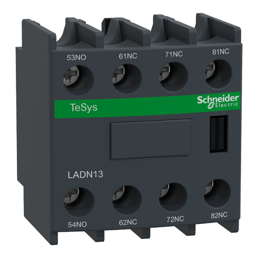 LADN13 – Schneider Electric Auxiliary contact block, TeSys D, 1NO + 3NC, front mounting, screw clamp terminals — SCHNEIDER