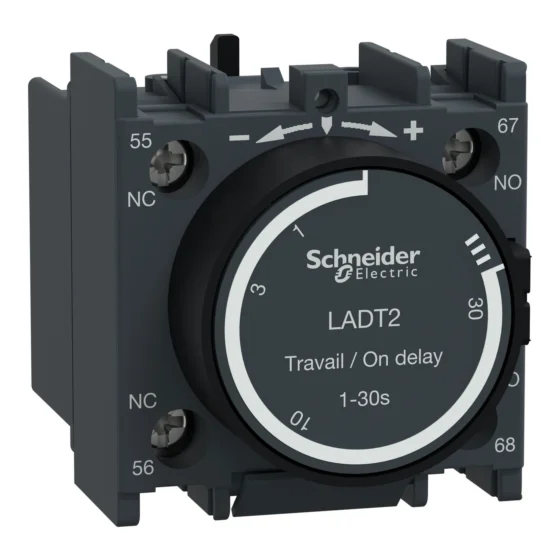 LADT2 – Schneider Electric Time delay contact block,TeSys Deca,1NO+1NC,on-delay 1-30s,front — SCHNEIDER