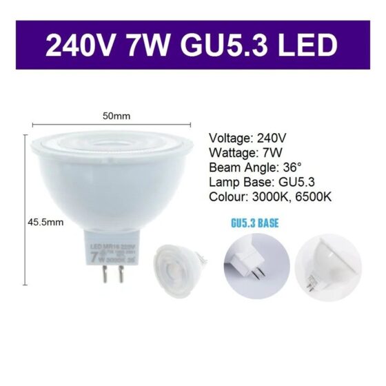 LAMP-3W=40W(G5.3 Paramter AC100-240V White 6500K)