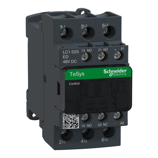 LC1D25ED – Schneider Electric TeSys D contactor – 3P(3 NO) – AC-3 – ≤ 440 V 25 A – 48 V DC coil — SCHNEIDER