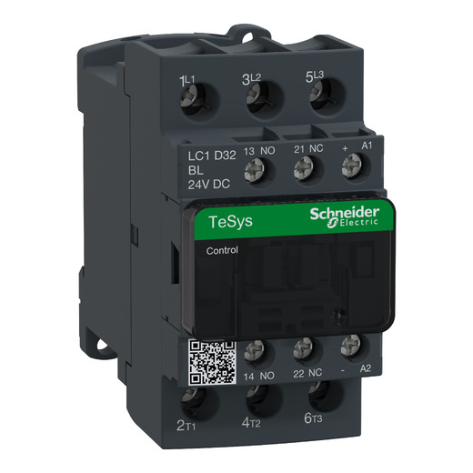 LC1D32BL – Schneider Electric Contactor, TeSys Deca, 3P(3NO), AC-3/3e, ≤ 440V, 32A, 24V DC low consumption coil, screw clamp… — SCHNEIDER