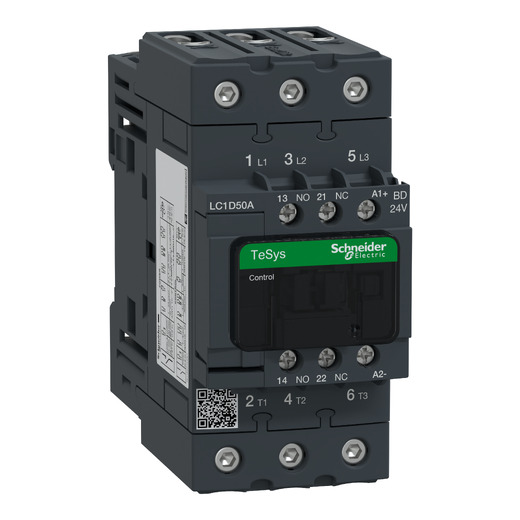 LC1D50ABD – Schneider Electric TeSys D contactor – 3P(3 NO) – AC-3 – ≤ 440 V 50 A – 24 V DC standard coil — SCHNEIDER