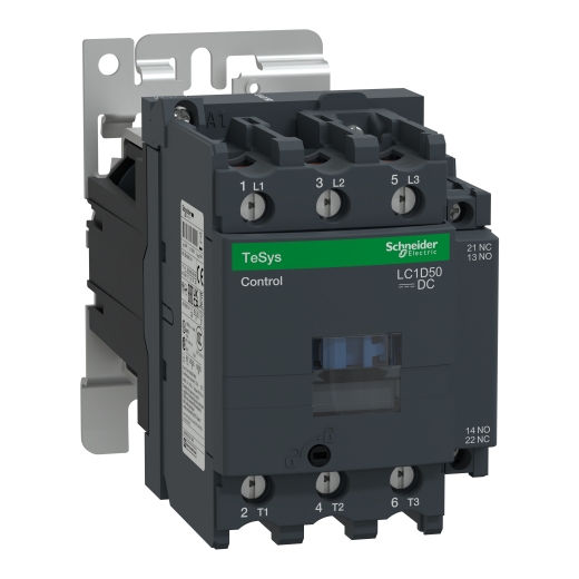 LC1D50BD – Schneider Electric Contactor, Tesys Deca, 3P(3NO),AC-3/AC-3e/ ≤ 440V 50A,24V DC coil, screw clamp terminals — SCHNEIDER