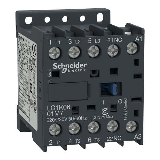 LC1K0901F7 – Schneider Electric TeSys K contactor – 3P – AC-3 ≤ 440 V 9 A – 1 NC aux. – 110 V AC coil — SCHNEIDER