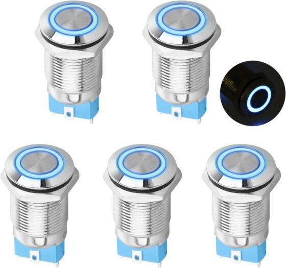 Linkstyle 5PCS 12V 24V 12MM On/off Latching Push BU