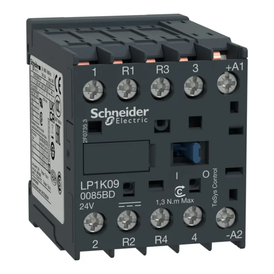 LP1K090085MD – Schneider Electric contactor, TeSys K, 4P(2NO+2NC),AC-1, 440V, 20A, 220V DC coil,solder pins — SCHNEIDER