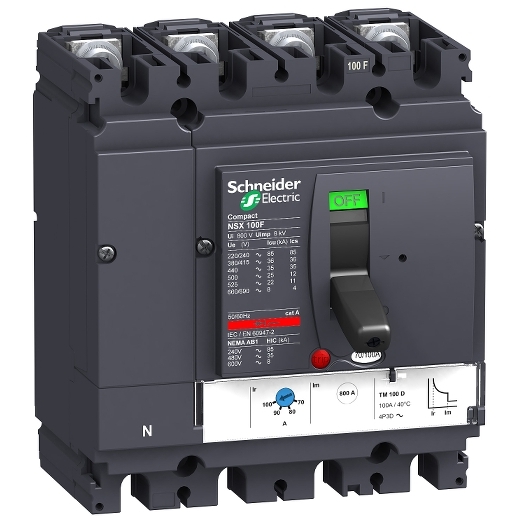 LV429640 – Schneider Electric circuit breaker Compact NSX100F – TMD – 100 A – 4 poles 3d — SCHNEIDER