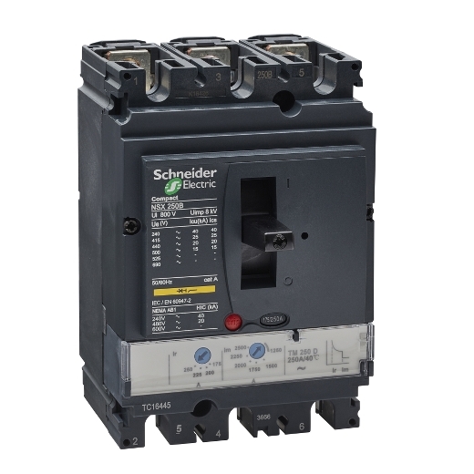 LV431110 – Schneider Electric circuit breaker Compact NSX250B – TMD – 250 A – 3 poles 3d — SCHNEIDER