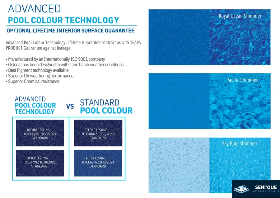 SENI’QUE advanced pool colour technology