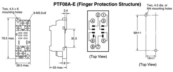 PTF08A-E Socket Surface Mounting 8-PIN Screw Term