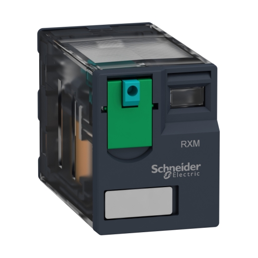 RXM4AB1BD – Schneider Electric Harmony, Miniature plug-in relay, 6 A, 4 CO, with lockable test button, 24 V DC — SCHNEIDER