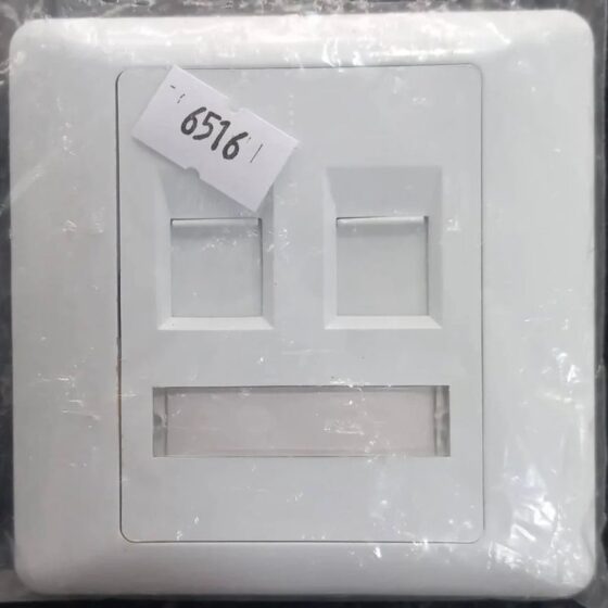 Techlogiks – Face Plate 3” X 3” with Key Stone Jack 2 Nos + 2 Nos Shutter