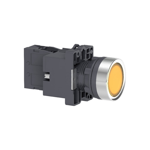 XA2EW35B1 – Schneider Electric yellow flush complete illum push-button – Ø22 – flush – 24V AC/DC – 1NO — SCHNEIDER