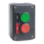 XALD211H29 – Schneider Electric Harmony, Control station, plastic, dark grey, 1 green flush/1 red projecting push buttons…