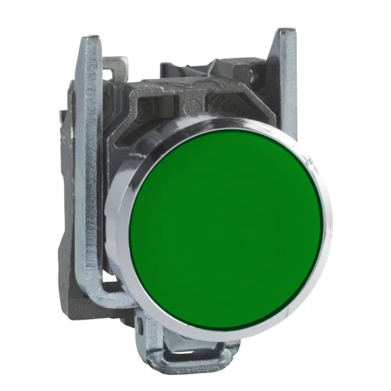 XB4BA31 – Schneider Electric Push button, metal, flush, green, Ø22, spring return, unmarked, 1 NO — SCHNEIDER
