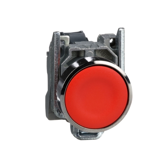 XB4BA42 – Schneider Electric Push button, metal, flush, red, Ø22, spring return, unmarked, 1NC — SCHNEIDER