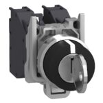 XB4BG33 – Schneider Electric Key switch selector, metal, black, Ø22, key n°455, 3 positions, stay put, 2 NO