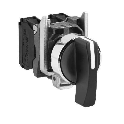 XB4BJ53 – Schneider Electric Selector switch, metal, black, Ø22, long handle, 3 positions, spring return to center, 2 NO — SCHNEIDER