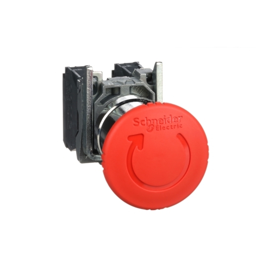 XB4BS8445 – Schneider Electric Emergency stop switching off, metal, red mushroom, Ø40, Ø22, trigger latching turn to… — SCHNEIDER