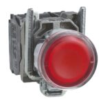 XB4BW3465 – Schneider Electric Illuminated push button, metal, flush, red, Ø22, spring return, ≤ 250 V, 1 NO + 1 NC
