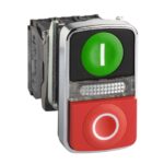 XB4BW73731B5 – Schneider Electric Illuminated double-headed push button, metal, Ø22, 1 green flush I + 1 pilot light + 1 red…