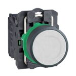 XB5AA11 – Schneider Electric Harmony XB5, Push button, plastic, flush, white, Ø22, spring return, unmarked, 1 NO