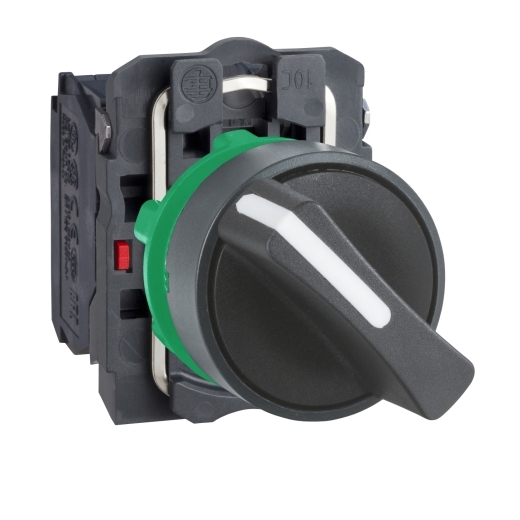 XB5AD25 – Schneider Electric Selector switch, plastic, black, Ø22, 2 positions, stay put, 1 NO + 1 NC — SCHNEIDER