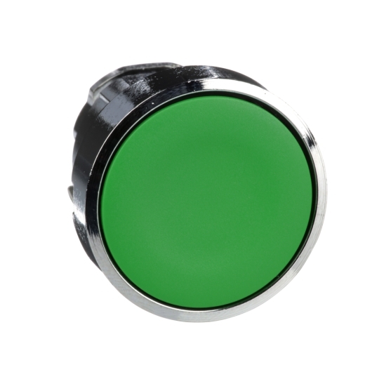ZB4BA3 – Schneider Electric green flush pushbutton head Ø22 spring return unmarked — SCHNEIDER