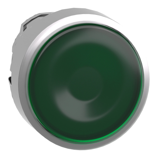 ZB4BW333 – Schneider Electric green flush illuminated pushbutton head Ø22 spring return for integral LED — SCHNEIDER