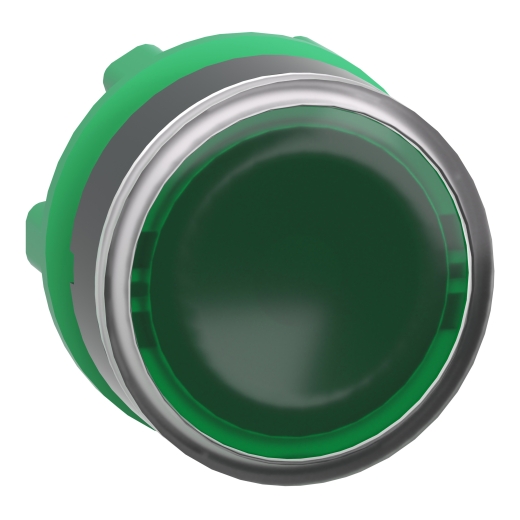 ZB5AW333 – Schneider Electric green flush illuminated pushbutton head Ø22 spring return for integral LED — SCHNEIDER